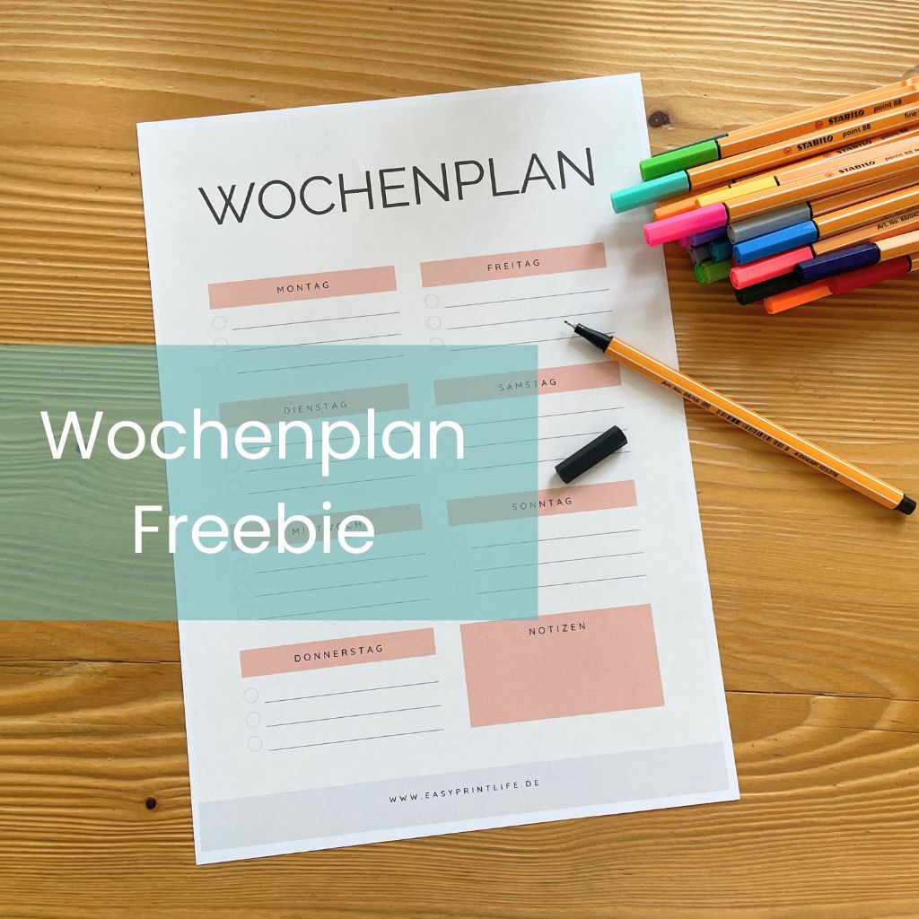 Wochenplan Vorlage kostenlos zum ausdrucken und runterladen für Familien
