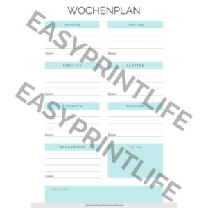 Wochenplan auf deutsch zum selber ausdrucken