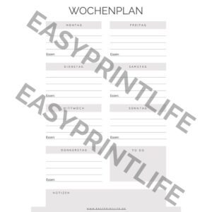 Wochenplan auf deutsch zum selber ausdrucken