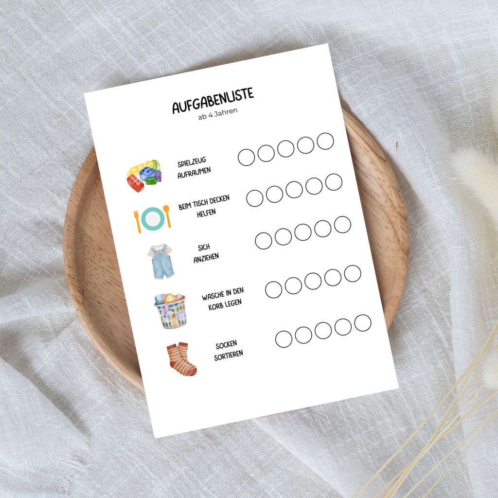 Aufgabenliste Haushalt für Kinder