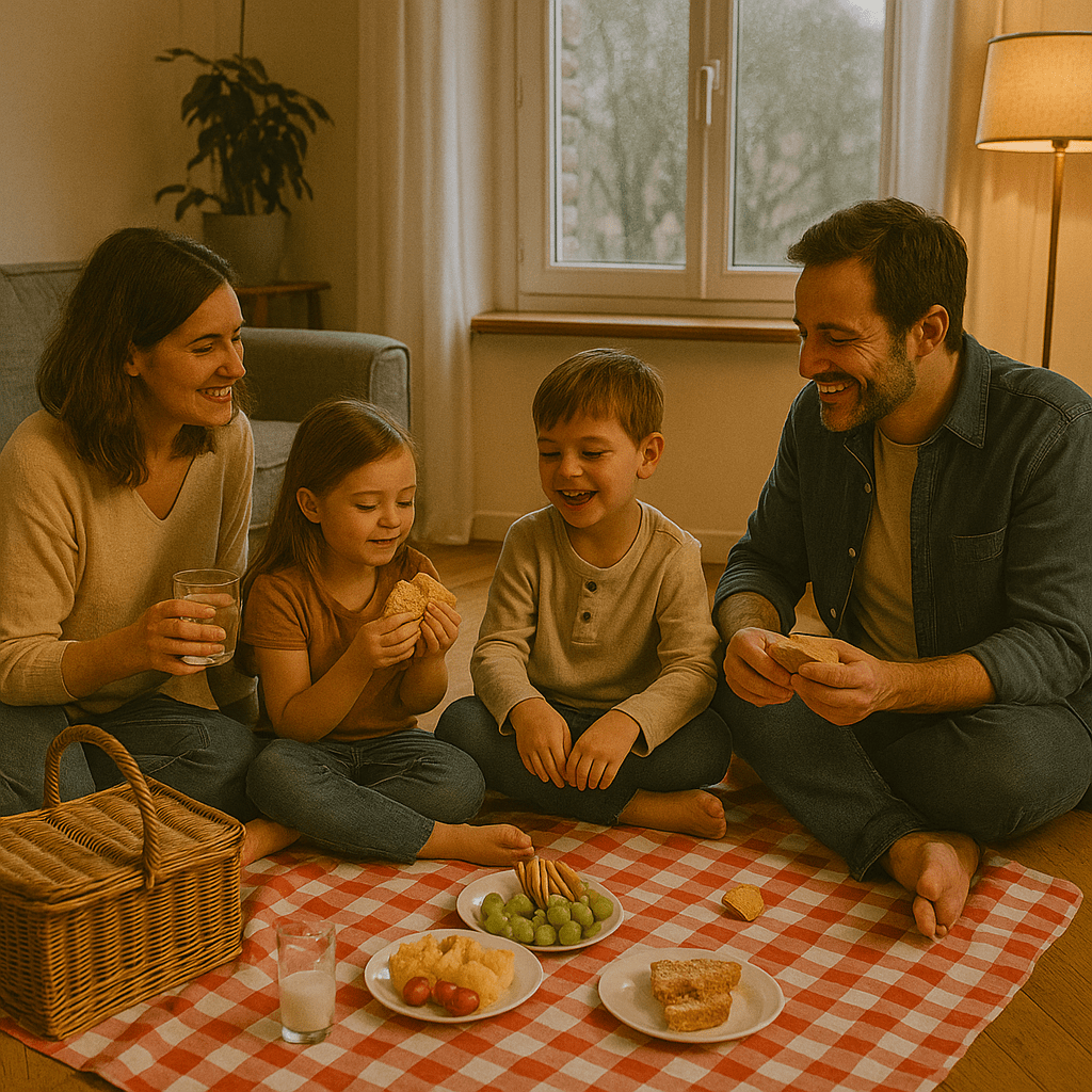 Indoor Picknick als Familie