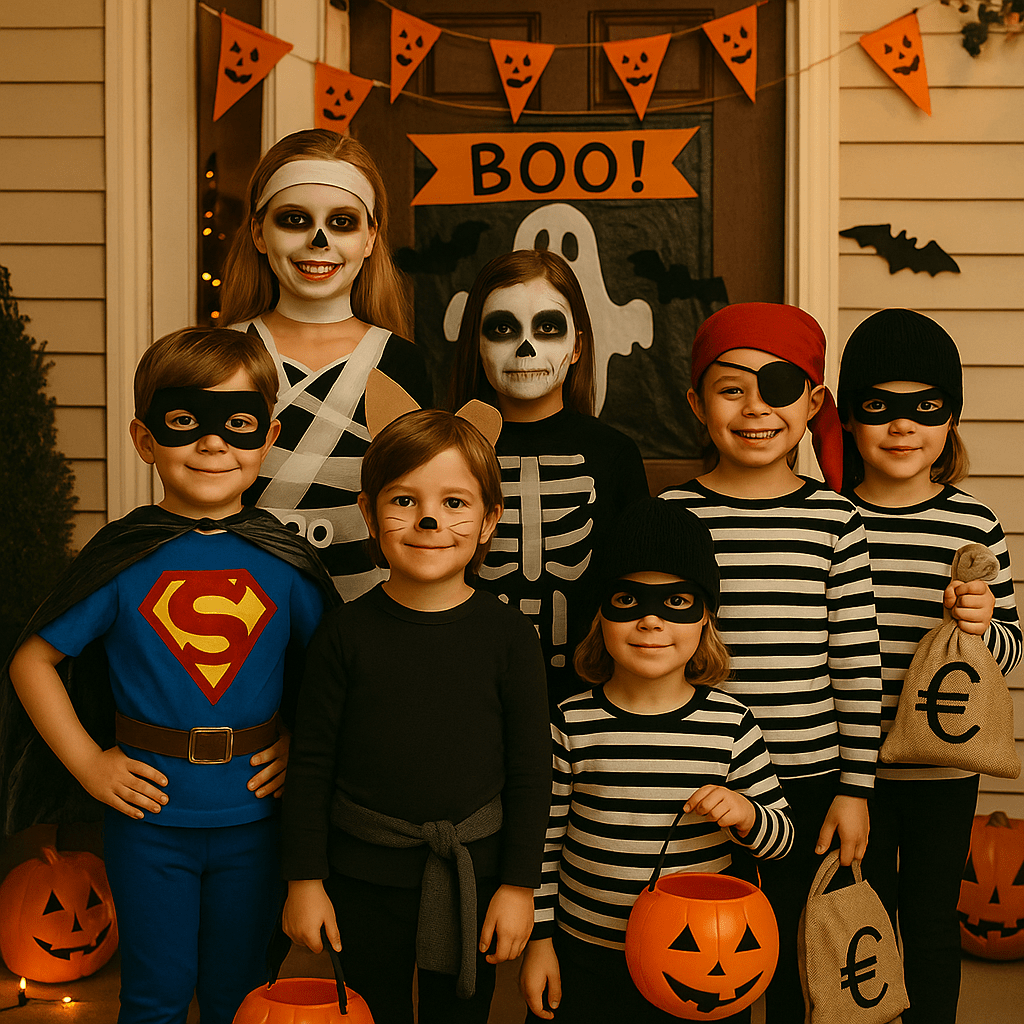 Kinder beim Trick or Treat Halloween