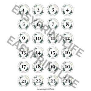 Adventskalender Zahlen modern zum selber ausdrucken