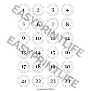 Adventskalender Zahlen zum selber ausdrucken minimalistisch