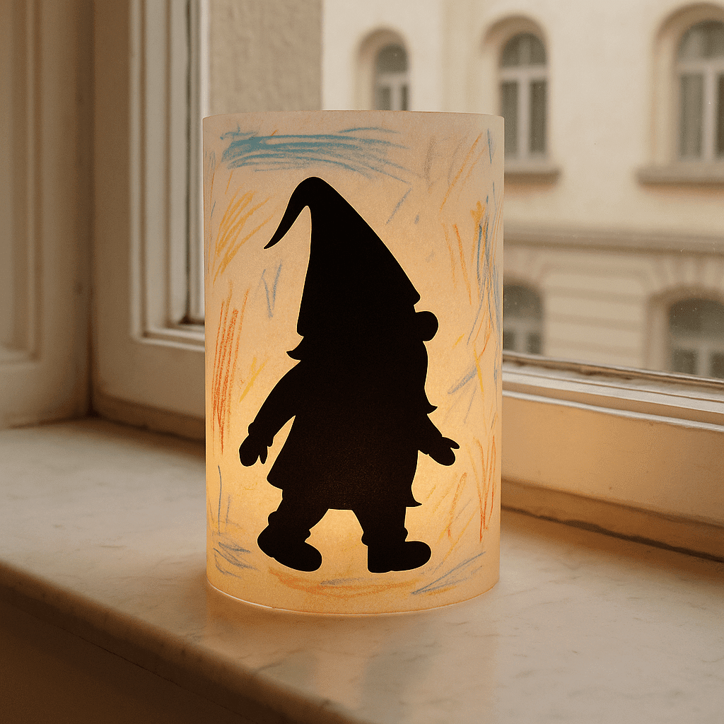 Einfache Wichtel Laterne  mit Umriss Wichtel