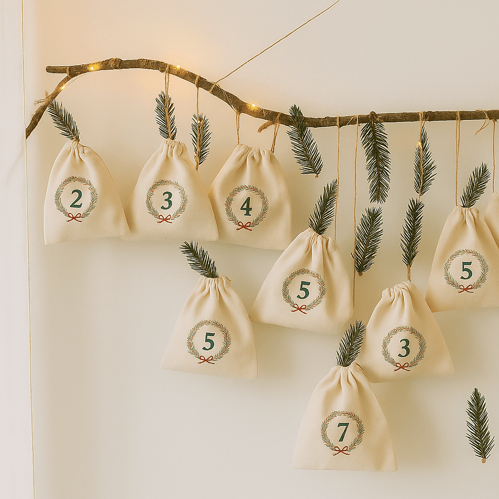 Adventskalender aus Säckchen