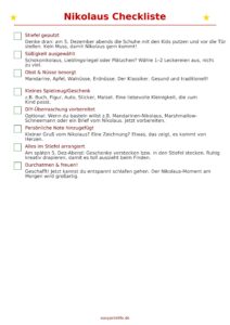 Auf dem Bild siehst du eine Checkliste für Nikolaus