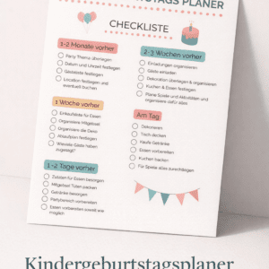 Kindergeburtstagsplaner – Stressfrei planen mit Checkliste & Ablaufplan (Printable PDF)