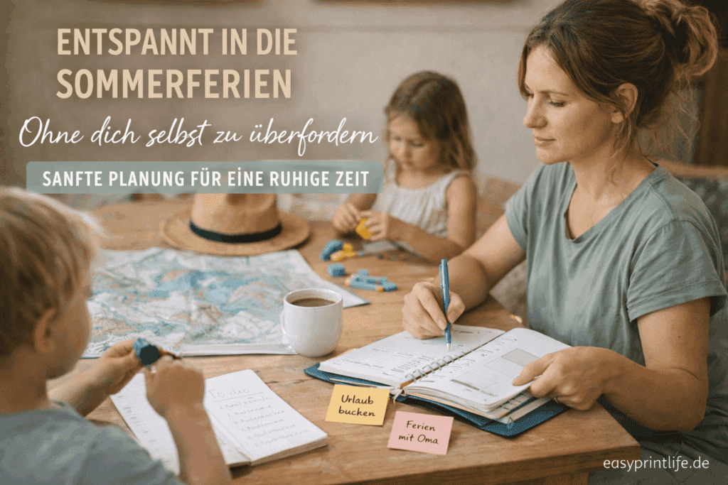 Sommerferien vorbereiten ohne Überforderung: sanfte Familienplanung am Tisch