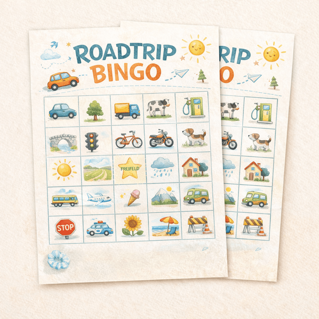 Roadtrip Bingo zum sofort ausdrucken