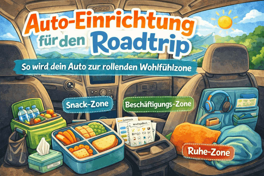 Auto Einrichtung für Roadtrip mit Kindern Organizer Snackbox und Beschäftigung im Auto