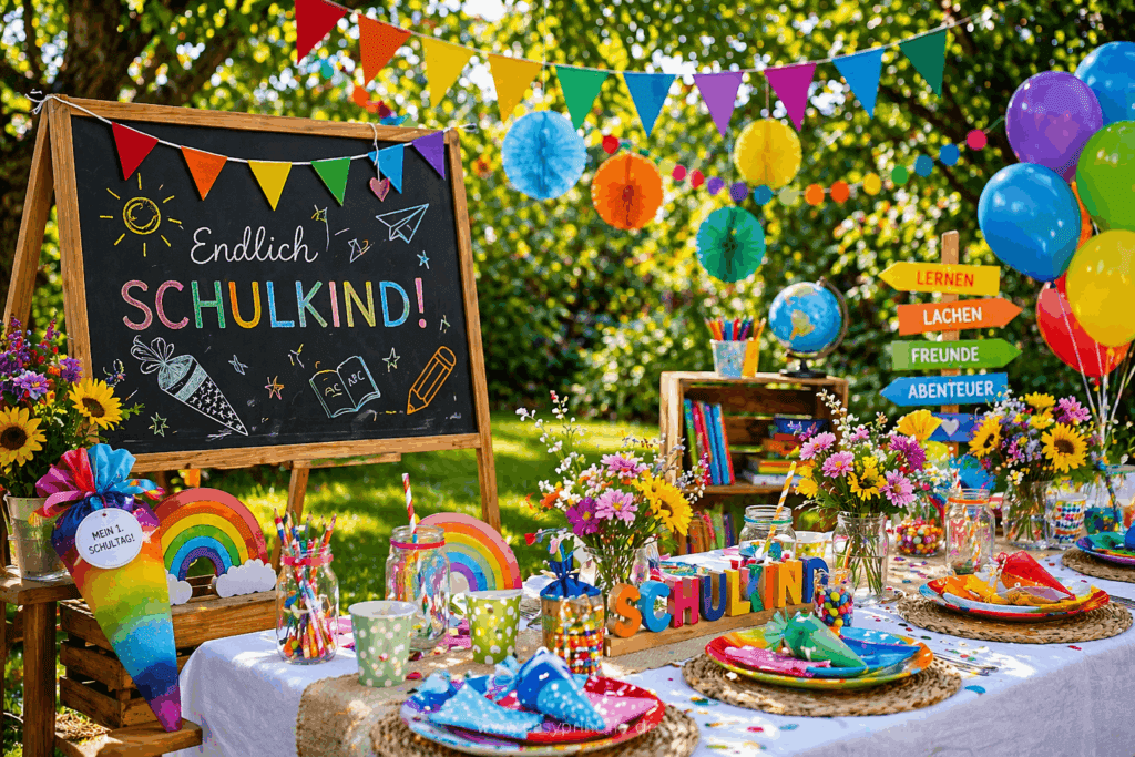 Deko für Einschulungsfeier im Garten
