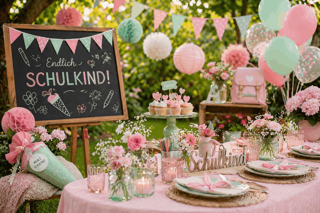 Deko für Einschulungsfeier im Garten