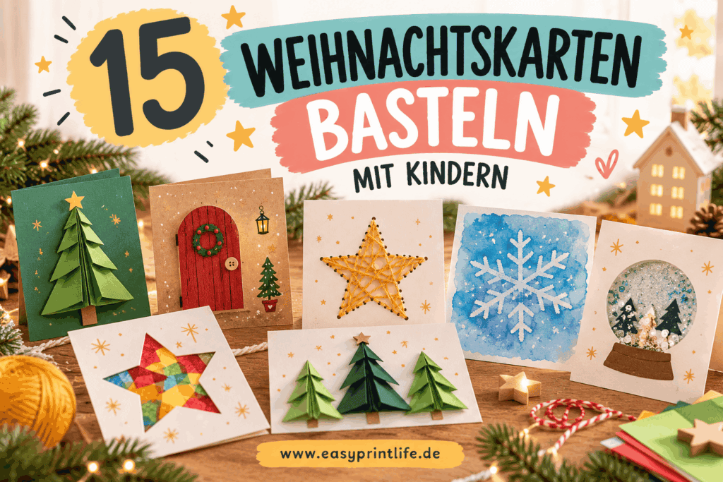 Weihnachtskarten basteln mit Kindern